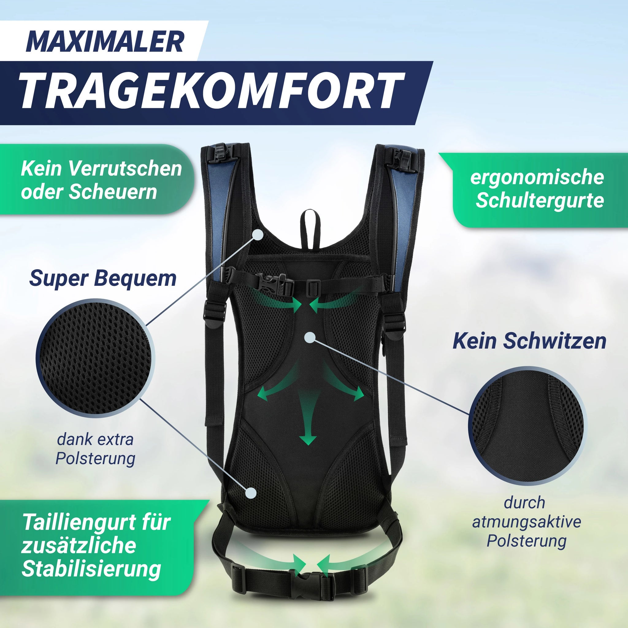 Fahrrad- & Skirucksack 6L mit Trinkblase