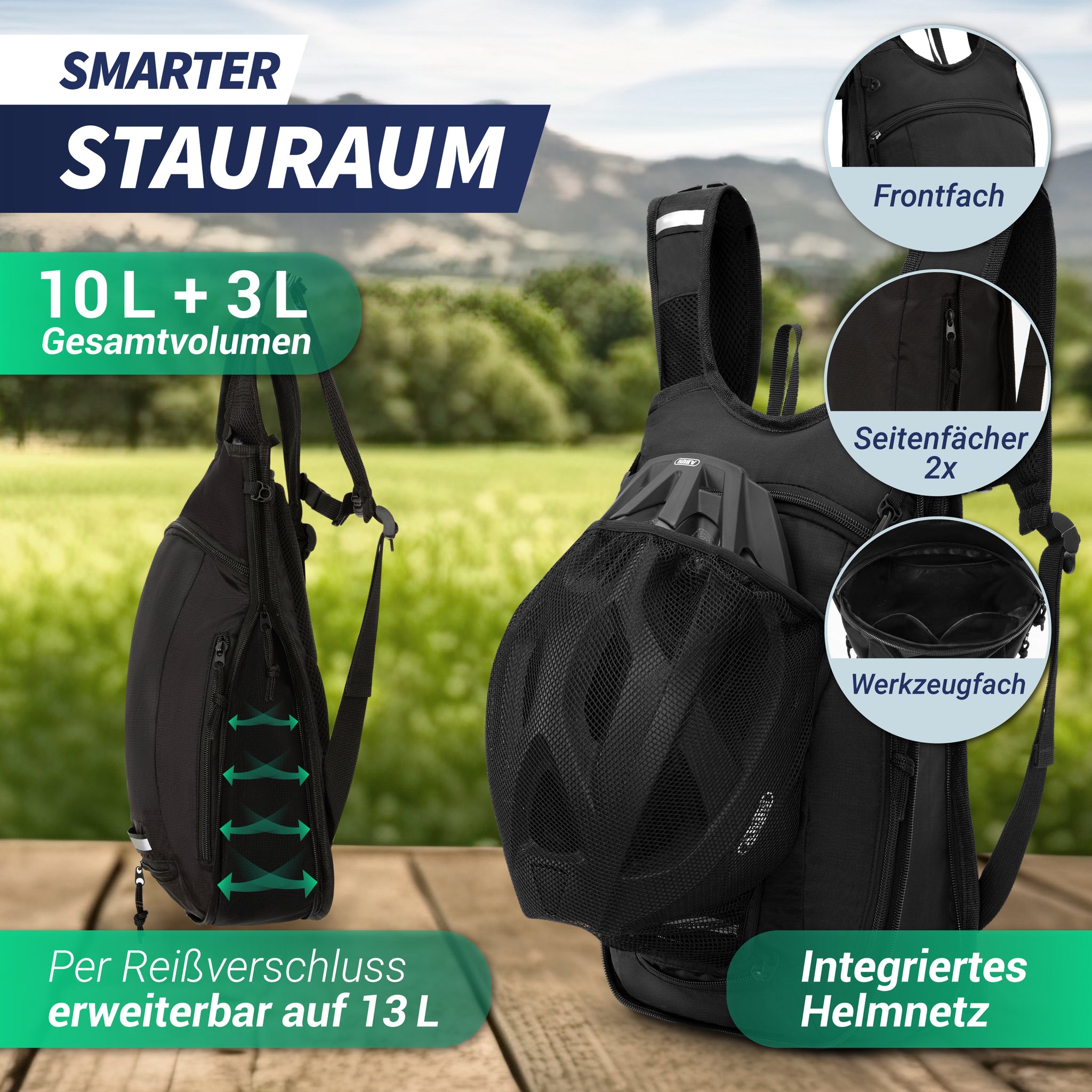 fahrradrucksack welche größe Dein Allround-Rucksack fürs Bike – 10+3L Volumen, maximale Flexibilität – SASMO