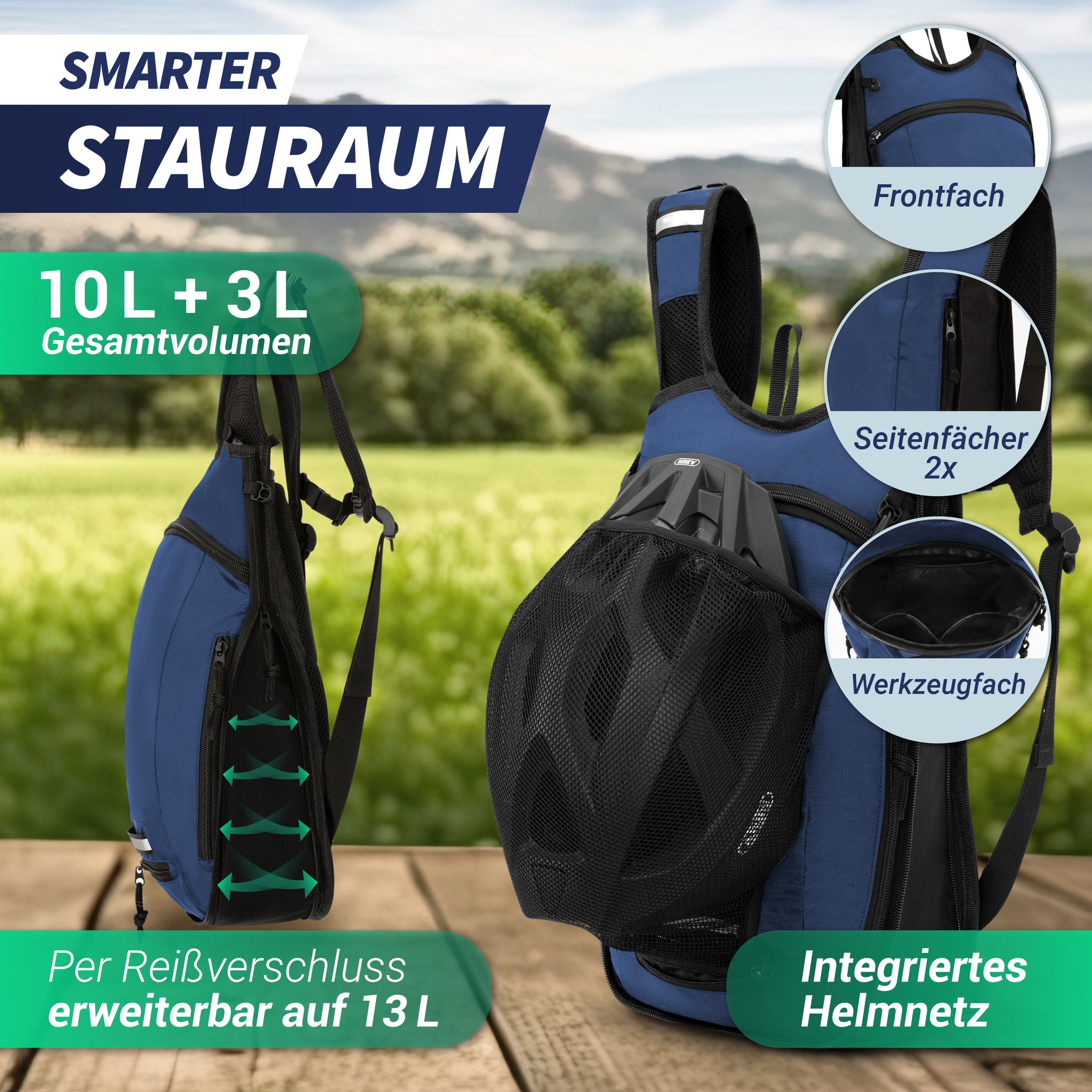 fahrradrucksack 10 liter 10+3L Fahrradrucksack mit Trinksystem – leicht, robust, durchdacht – SASMO