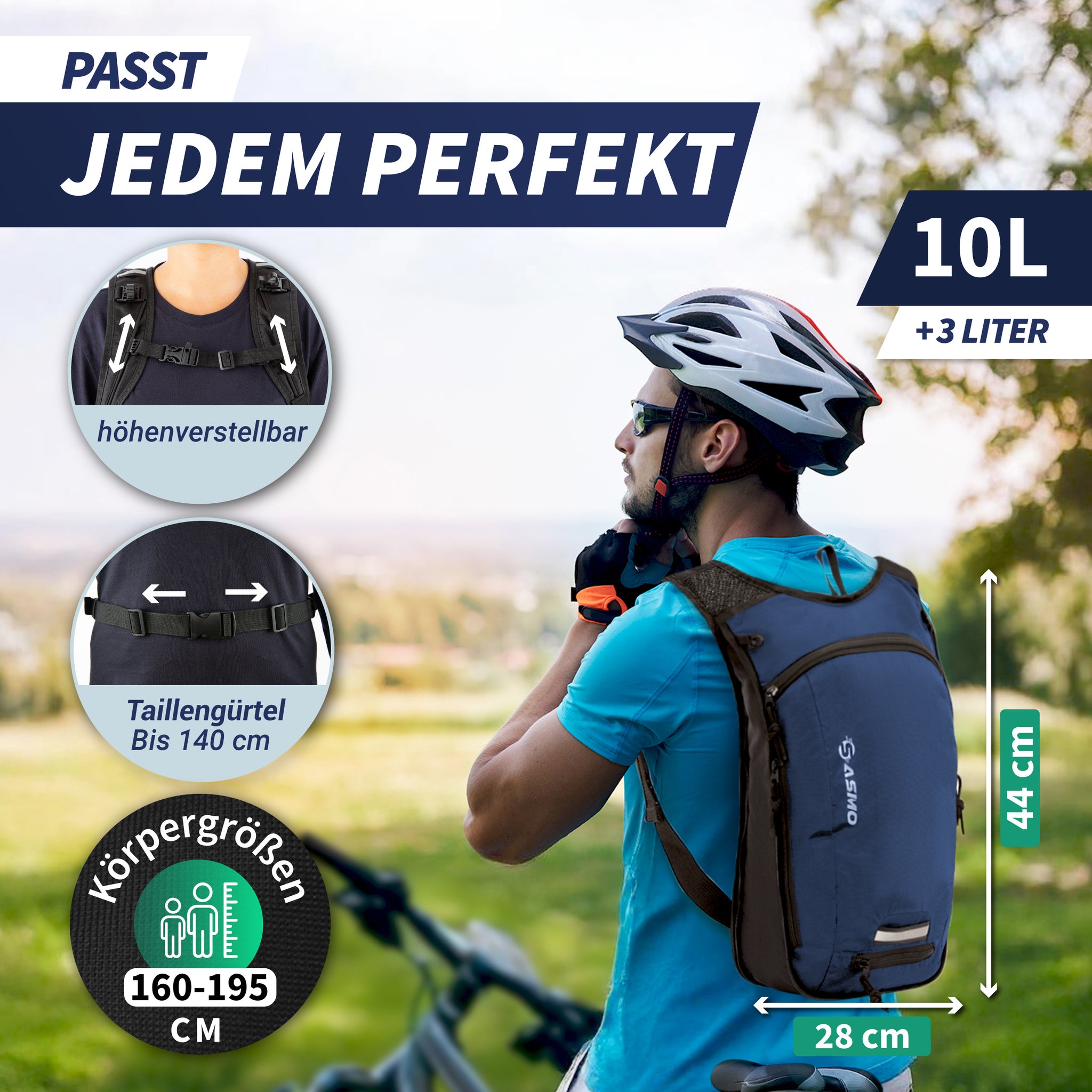 mit rucksack fahrrad fahren 10+3L Fahrradrucksack mit Trinksystem – leicht, robust, durchdacht – SASMO