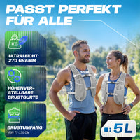 Laufweste 5L - Inkl. 2x 500 & Trinkblase & Reinigungsset